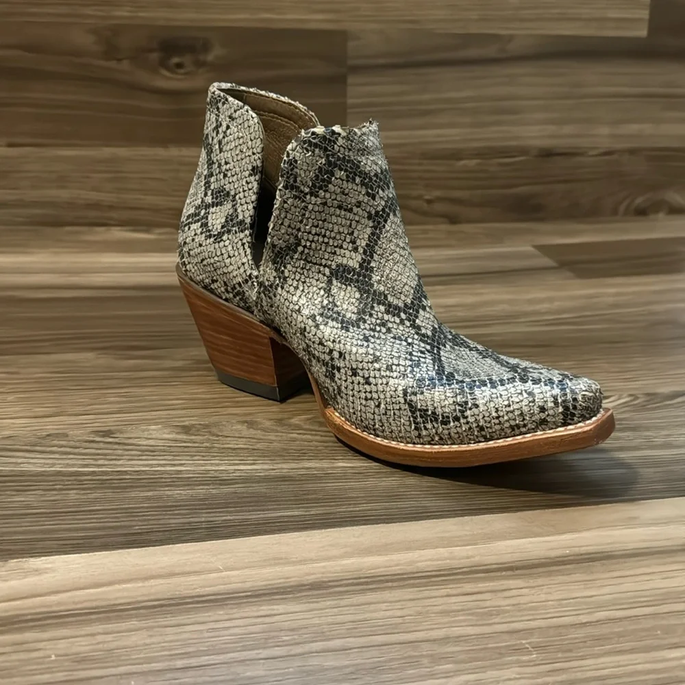 Ariat Leather Snake Print Dixon Snip Toe Ankle Slip On Bootie Boots 6.5 - Picture 2 of 14